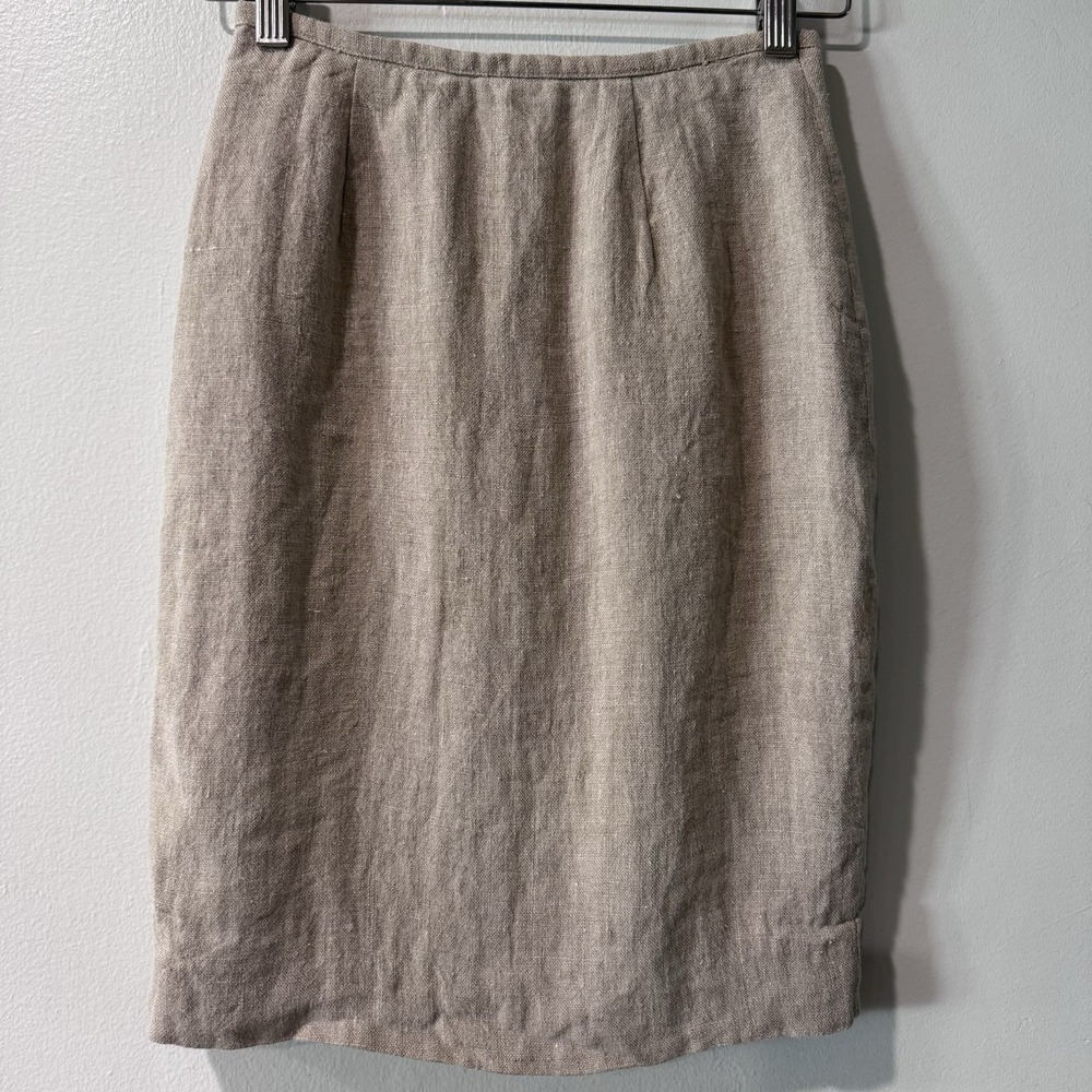 Neiman Marcus Exclusive Skirt Womens 2 Tan 100% Linen